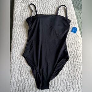 Land’s End Black Bandeau one piece Swimsuit